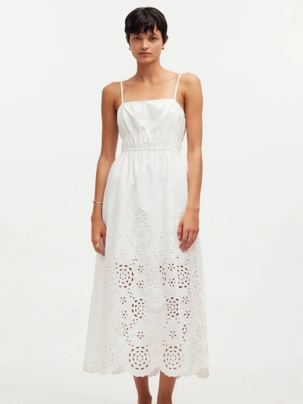 Madewell Embroidered Eyelet Poplin Dress Size 12 - Picture 1 of 11